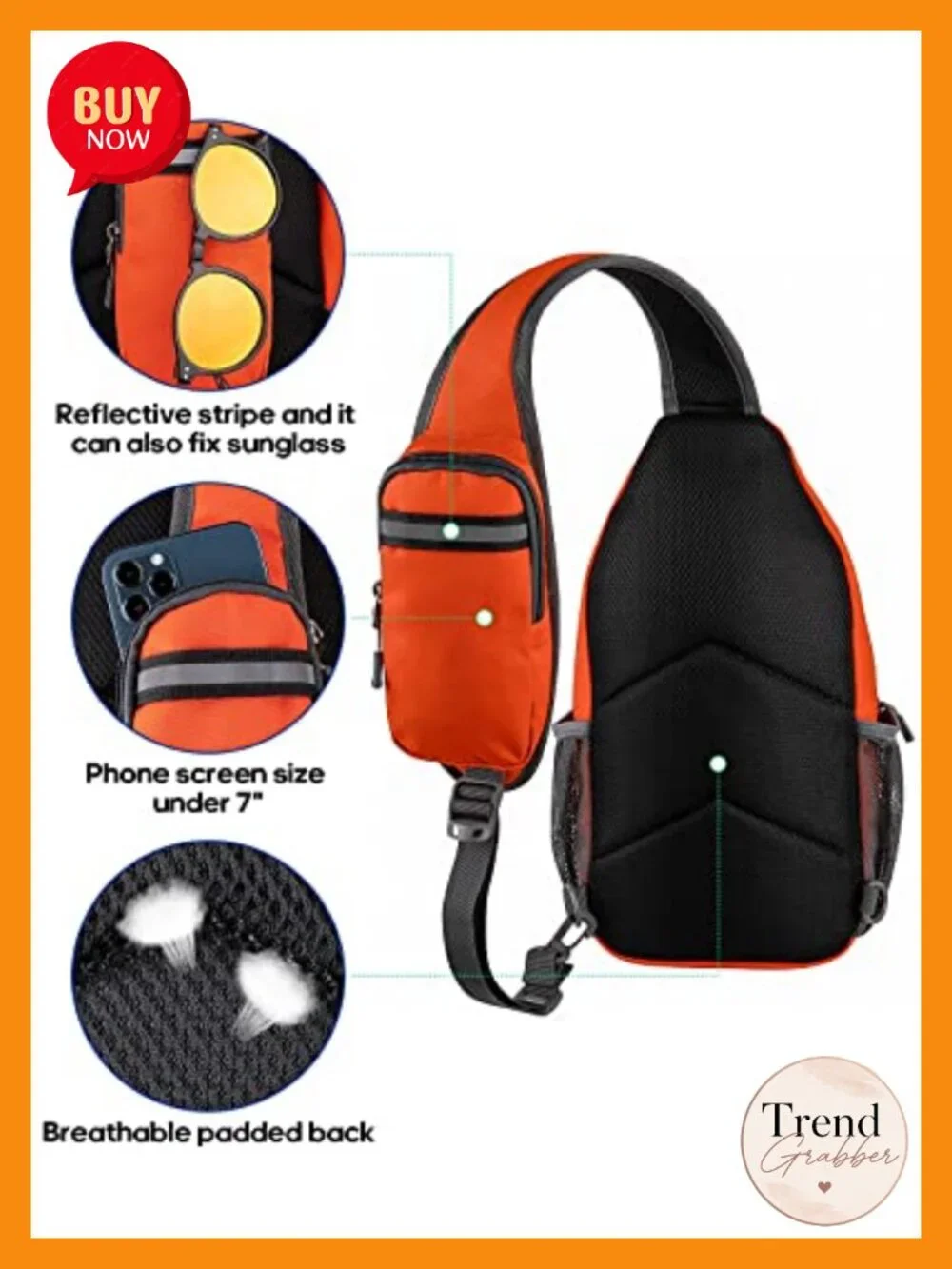 Waterproof Crossbody Sling Backpack with Multi-Compartment Storage for Travel